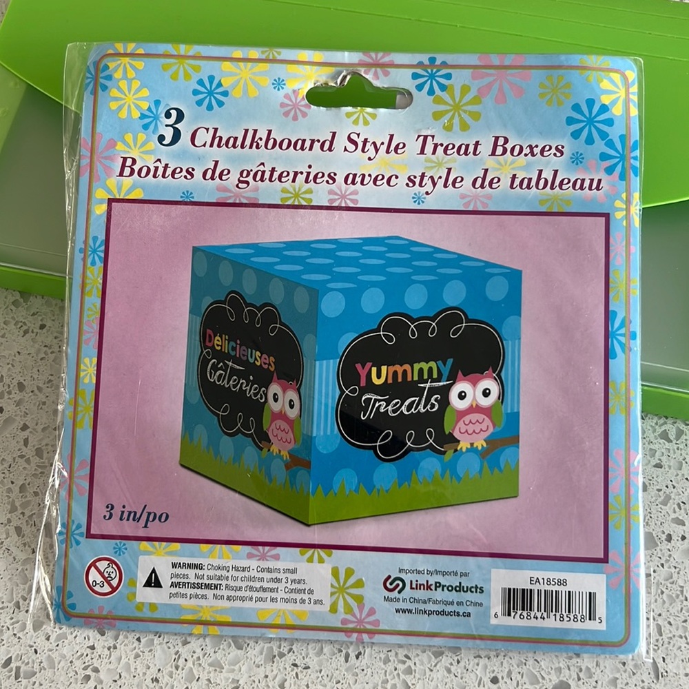 3 pcs Chalkboard Style Treat Boxes Yummy Treats 3 Inches